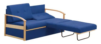 RO - R pohovka rozkládací, dřevěná, koženka HOLY N 1 - koženka modrá